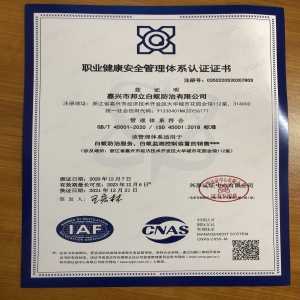 ISO職業健康安全管理體系認證證書